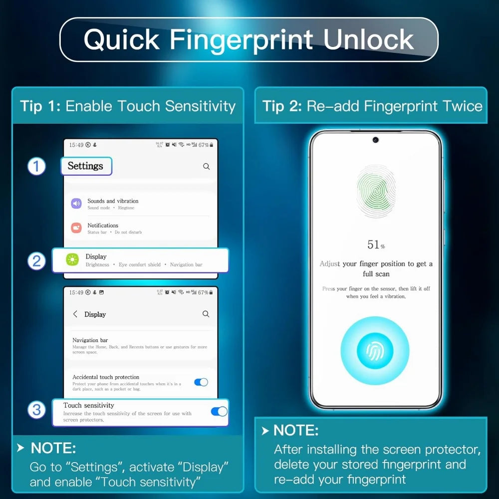 3PCS HD Tempered Glass For Samsung