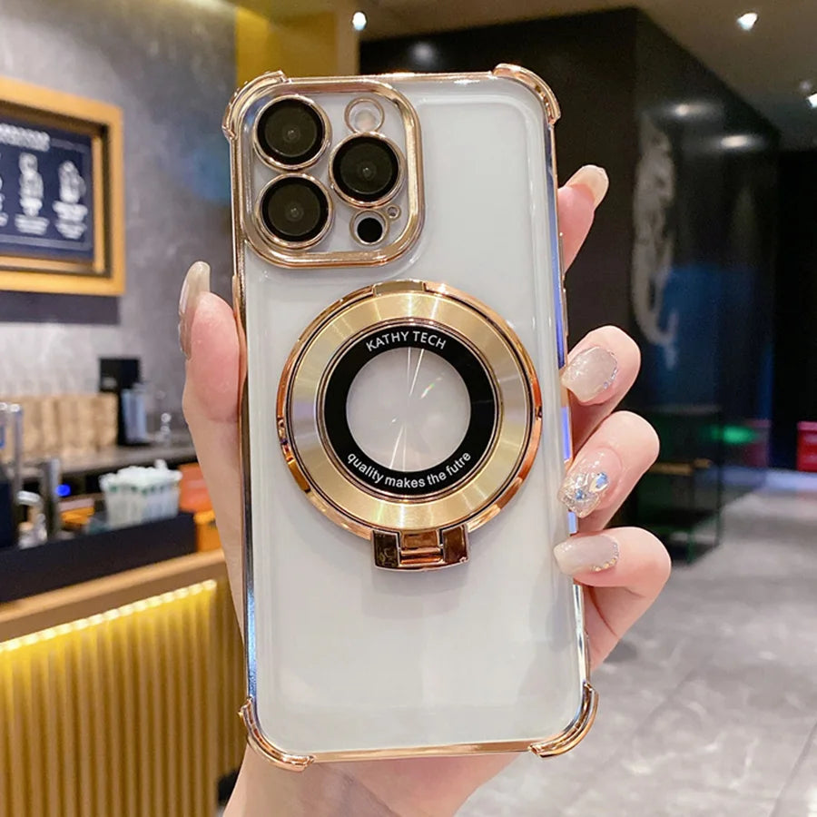 Luxury Plating iPhone Case w/Holder Stand