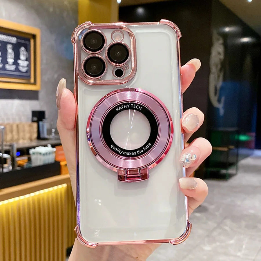 Luxury Plating iPhone Case w/Holder Stand