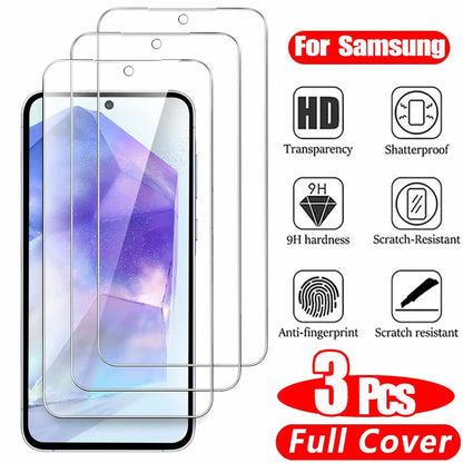 3PCS HD Tempered Glass For Samsung