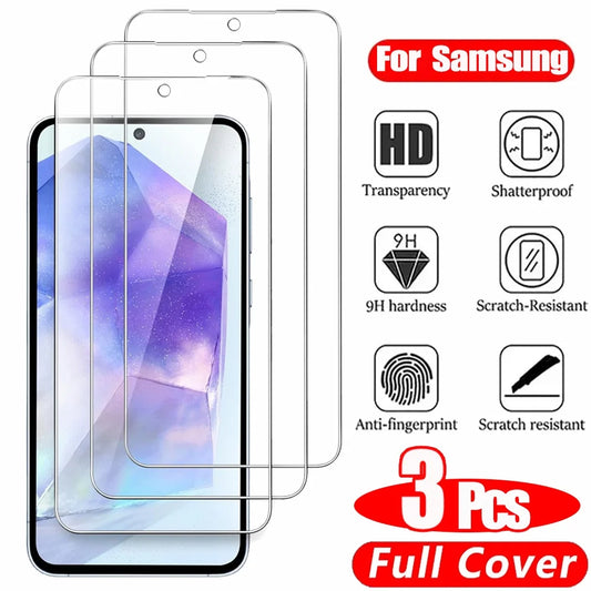 3PCS HD Tempered Glass For Samsung