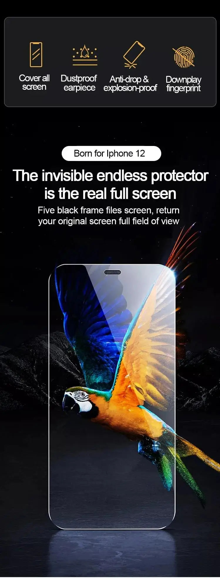 5pcs Tempered Glass for iPhone 17 16 15 14 13 12 Pro Max